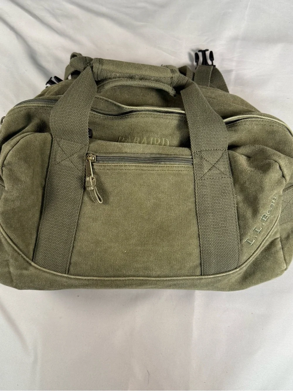 L.L. Bean Olive Canvas Duffel Bag Duo